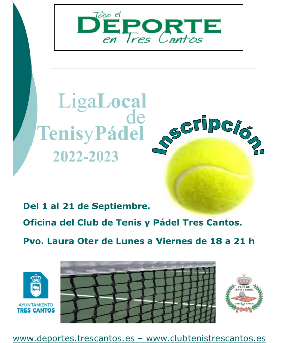 Inscripción Liga de tenis y pádel 2022-23