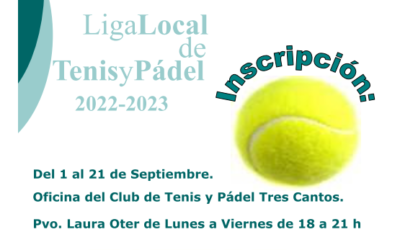 Inscripción Liga de tenis y pádel 2022-23